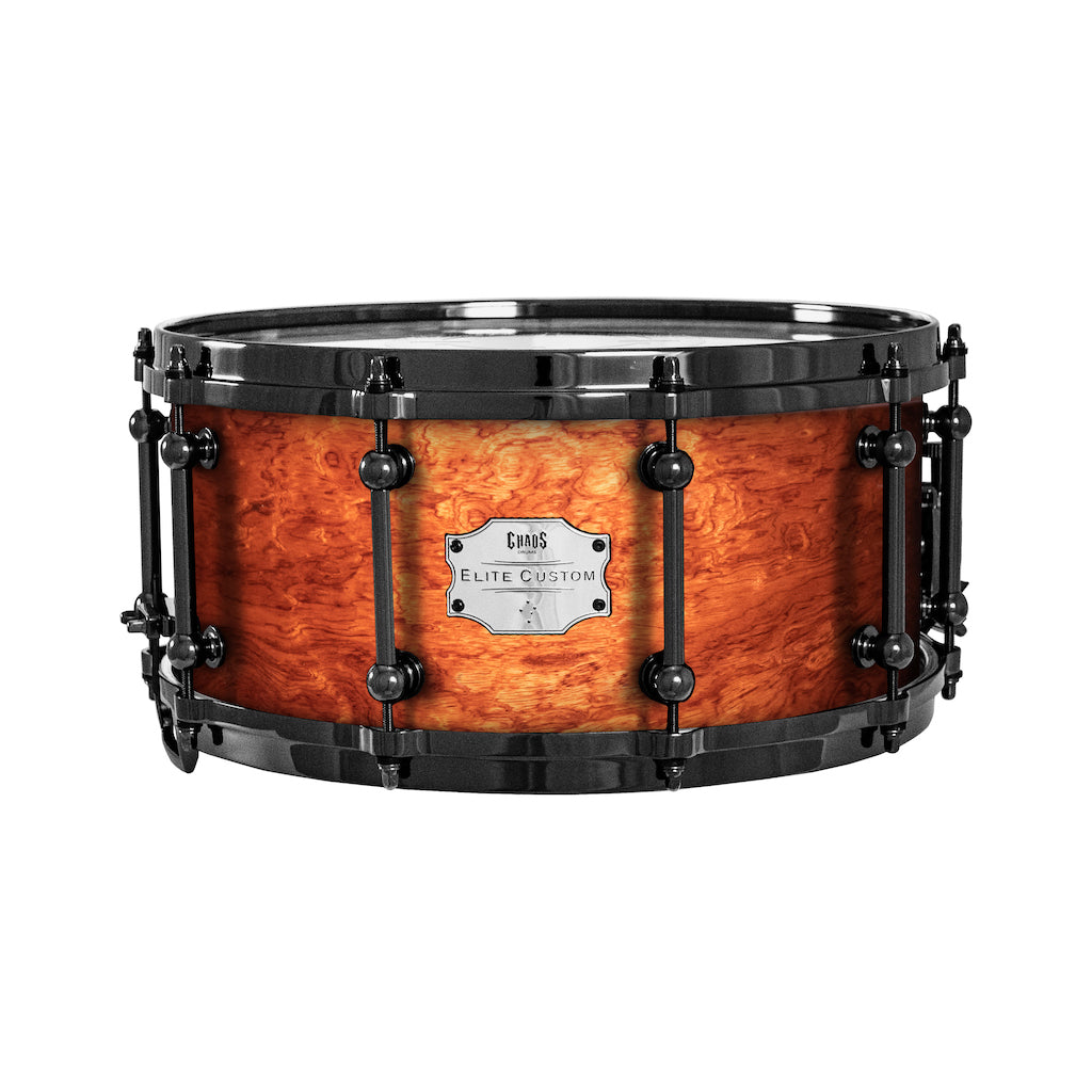 Chaos Elite Custom 14x5.5 Bubinga Re-Ring Snare Drum - Natural Gloss