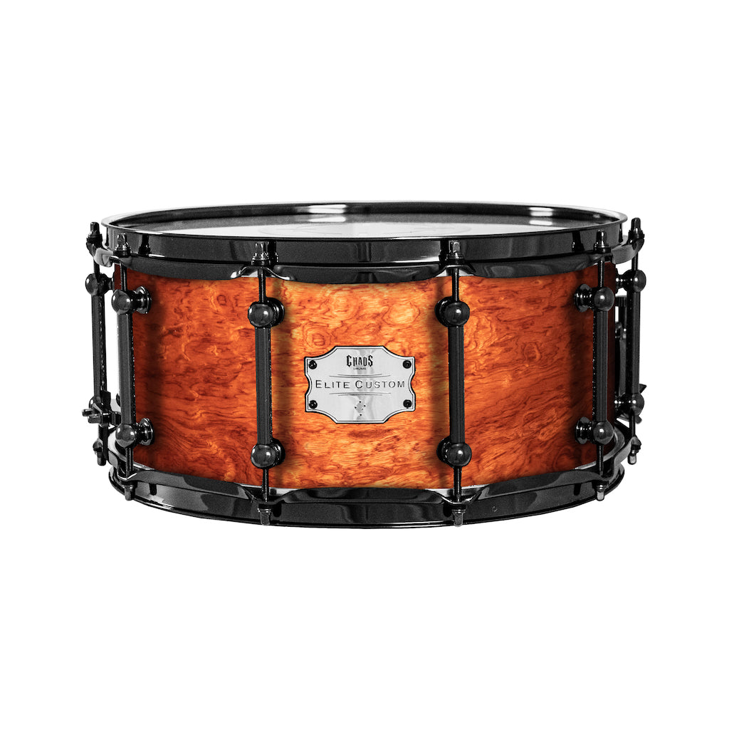 Chaos Elite Custom 14x5.5 Bubinga Re-Ring Snare Drum - Natural Gloss