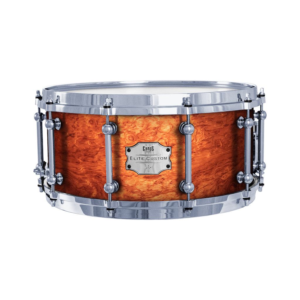 Chaos Elite Custom 14x5.5 Bubinga Re-Ring Snare Drum - Natural Gloss