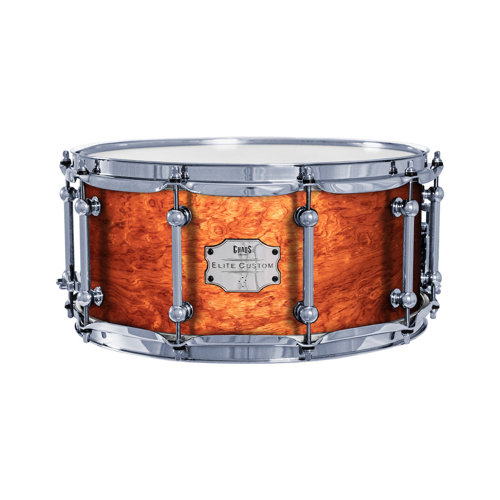 Chaos Elite Custom 14x5.5 Bubinga Re-Ring Snare Drum - Natural Gloss