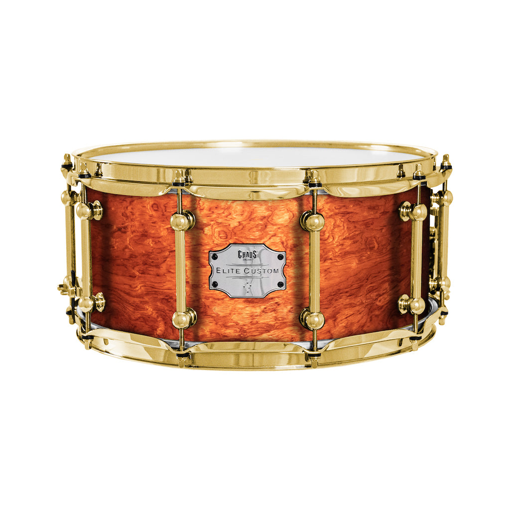 Chaos Elite Custom 14x5.5 Bubinga Re-Ring Snare Drum - Natural Gloss