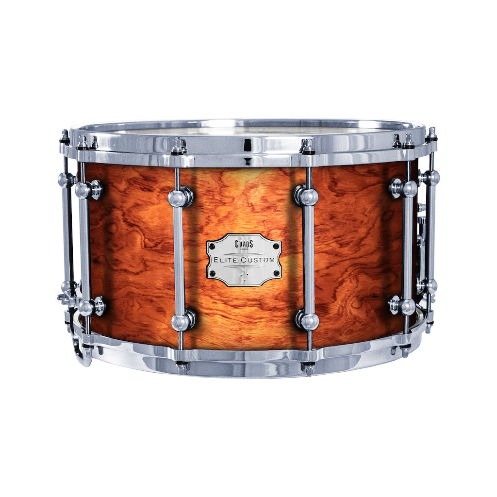 Chaos Elite Custom 14x8 Bubinga Re-Ring Snare Drum - Natural Gloss