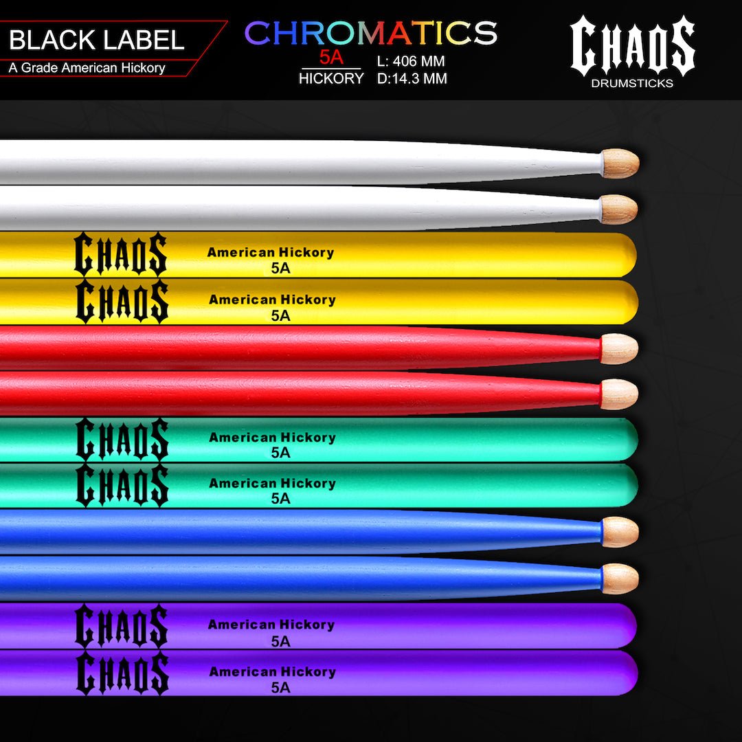 Chaos Drums Sticks Red Yellow Blue Green White Purple