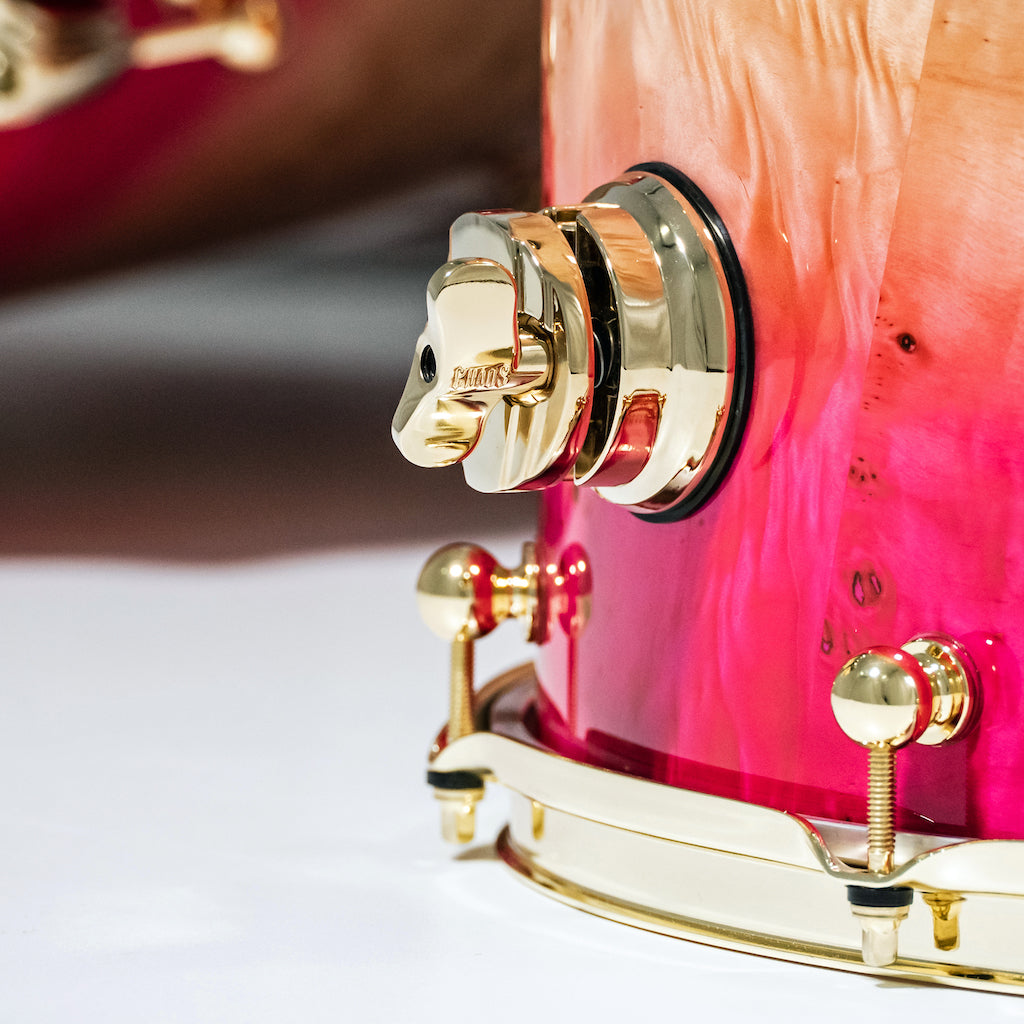 Chaos Elite Custom Drum Kit Maple & Mappa Burl Re-Rings - Pink Natural Burst