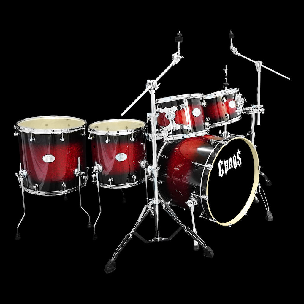 Chaos Legend Maple Drum Kit 7 Piece - Red Sparkle Burst