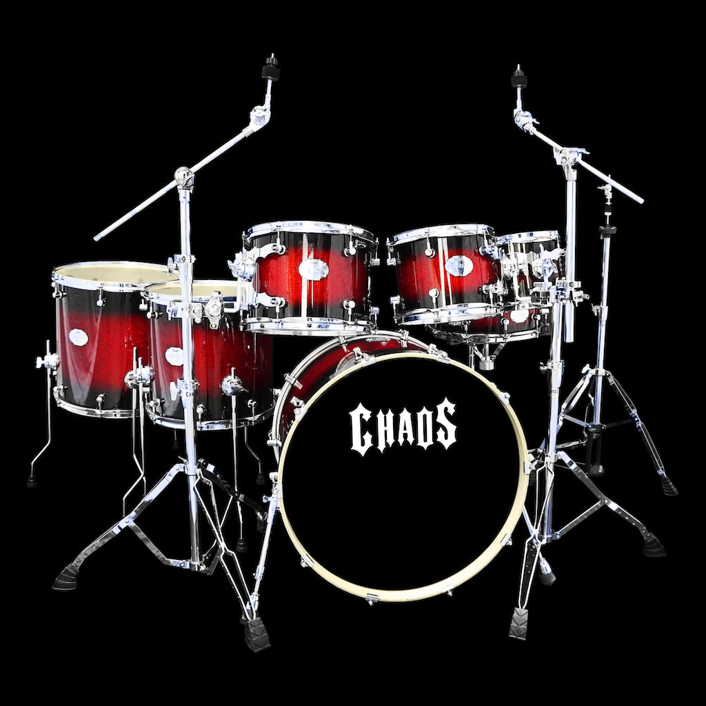 Chaos Legend Maple Drum Kit 7 Piece - Red Sparkle Burst