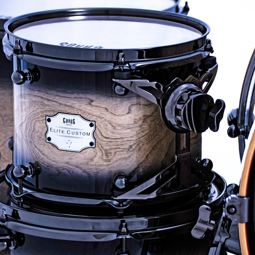 Chaos Elite Custom Drum Kit Birch & Bubinga - Black Natural Burst