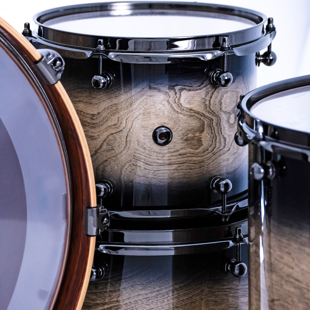 Chaos Elite Custom Drum Kit Birch & Bubinga - Black Natural Burst