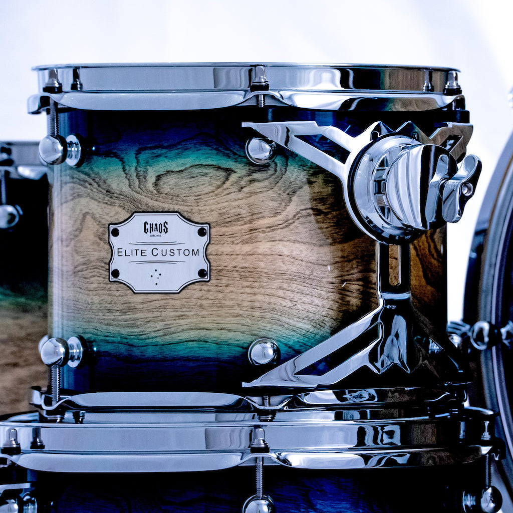Chaos Elite Custom Drum Kit Birch & Bubinga - Blue Natural Burst