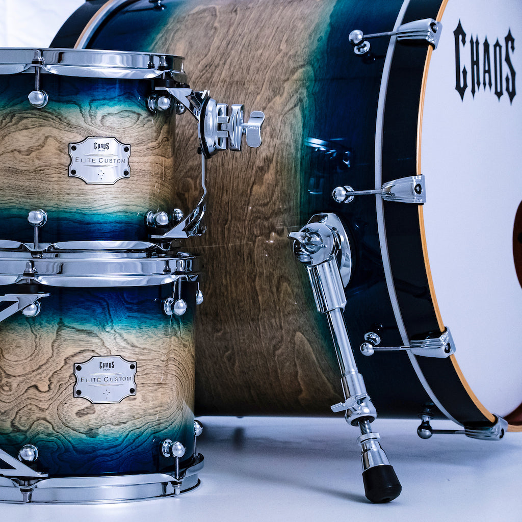 Chaos Elite Custom Drum Kit Birch & Bubinga - Blue Natural Burst