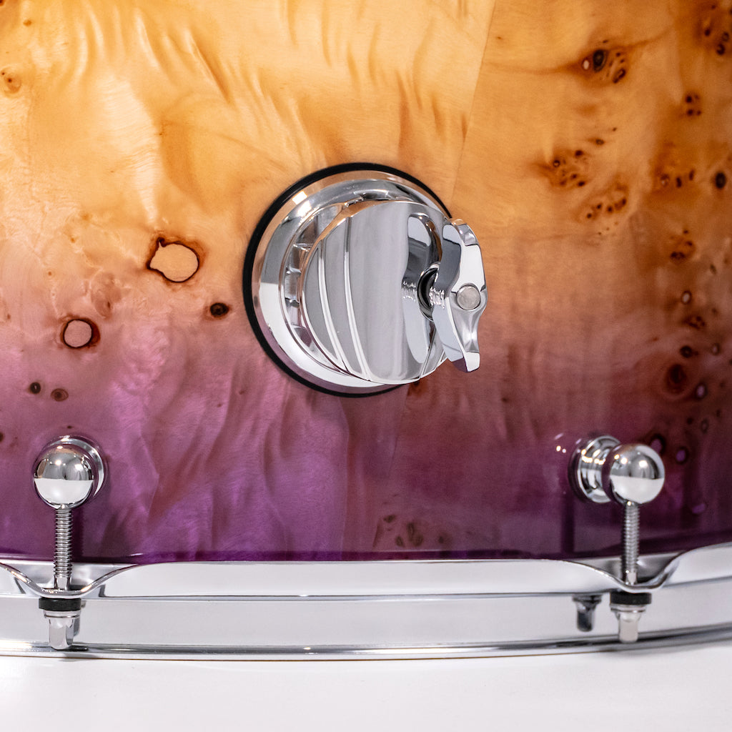Chaos Elite Custom Drum Kit Maple & Mappa Burl Re-Rings - Purple Natural Burst