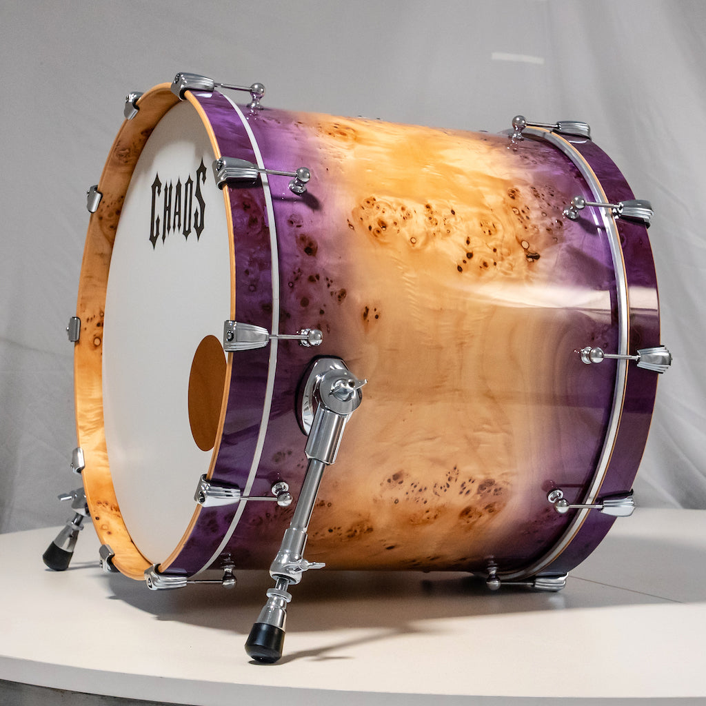 Chaos Elite Custom Drum Kit Maple & Mappa Burl Re-Rings - Purple Natural Burst