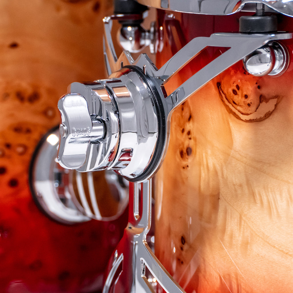 Chaos Elite Custom Drum Kit Maple & Mappa Burl Re-Rings - Red Natural Burst