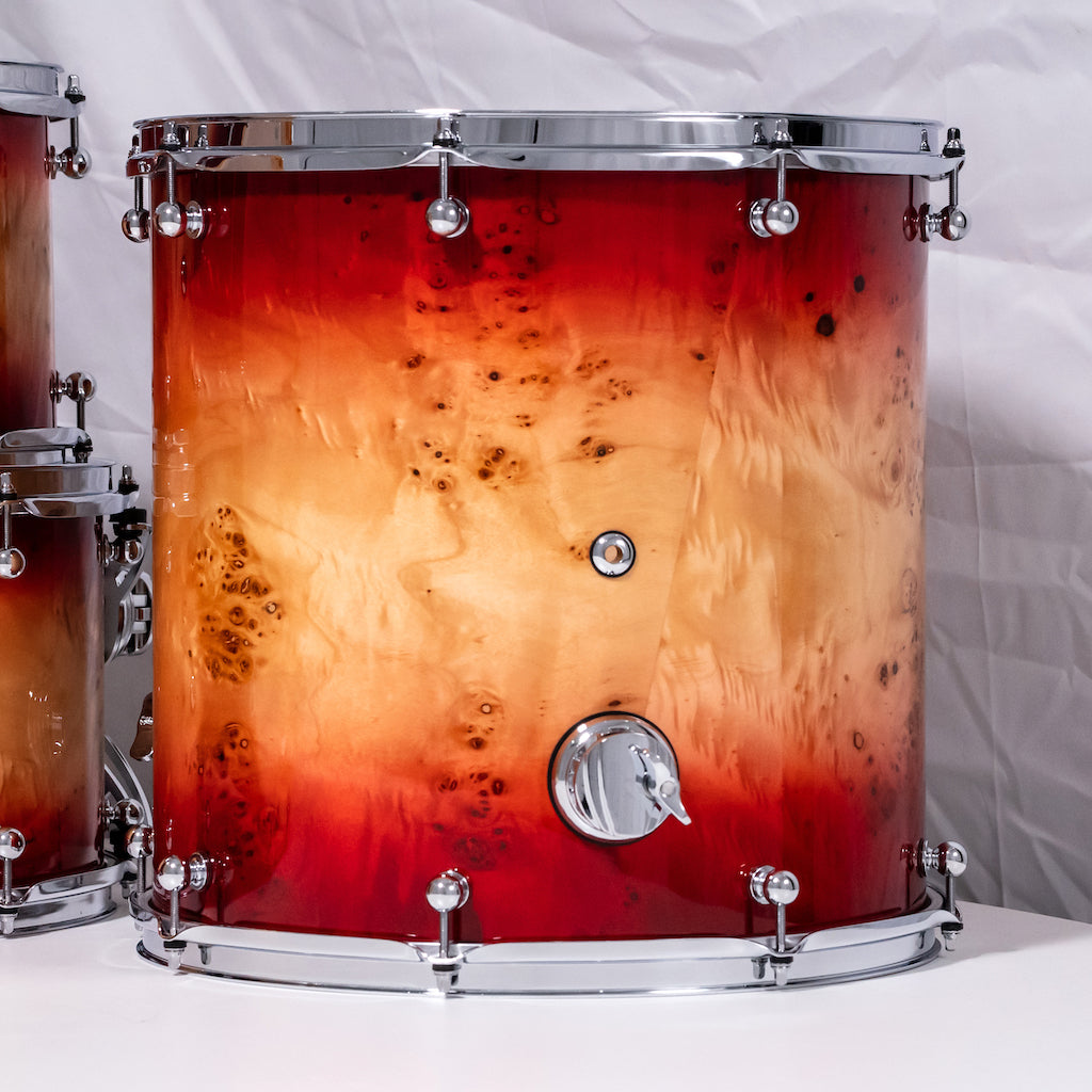 Chaos Elite Custom Drum Kit Maple & Mappa Burl Re-Rings - Red Natural Burst