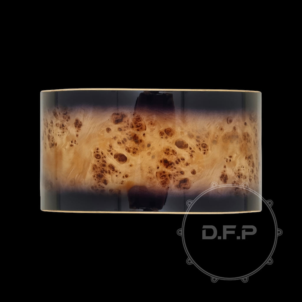 Snare Shells DFP 10Ply Maple Snare Drum Shells Black Mappa Burl