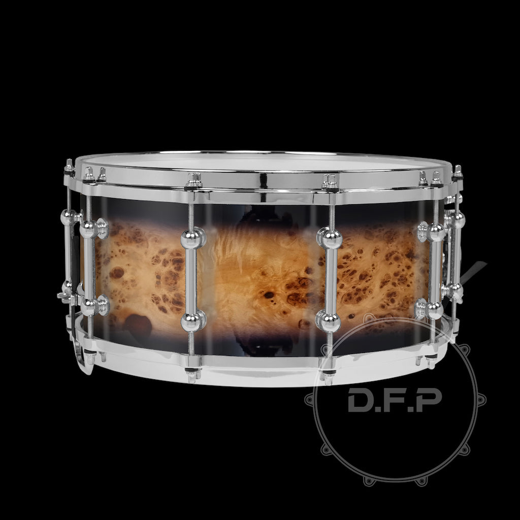 DFP 10Ply Maple Snare Drum Shells Black Mappa Burl