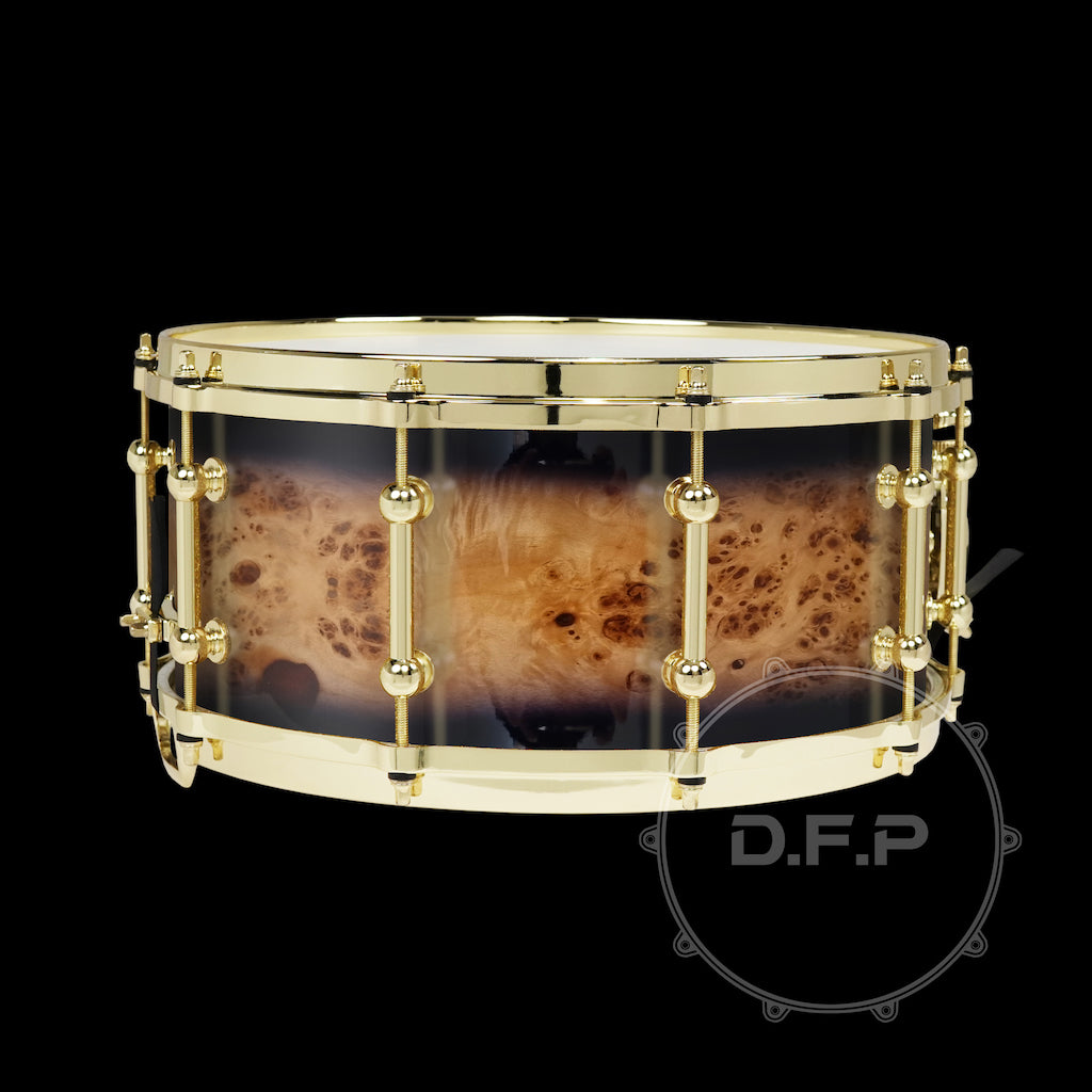 DFP 10Ply Maple Snare Drum Shells Black Mappa Burl