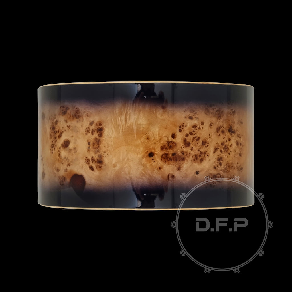Snare Shells DFP 10Ply Maple Snare Drum Shells Black Mappa Burl