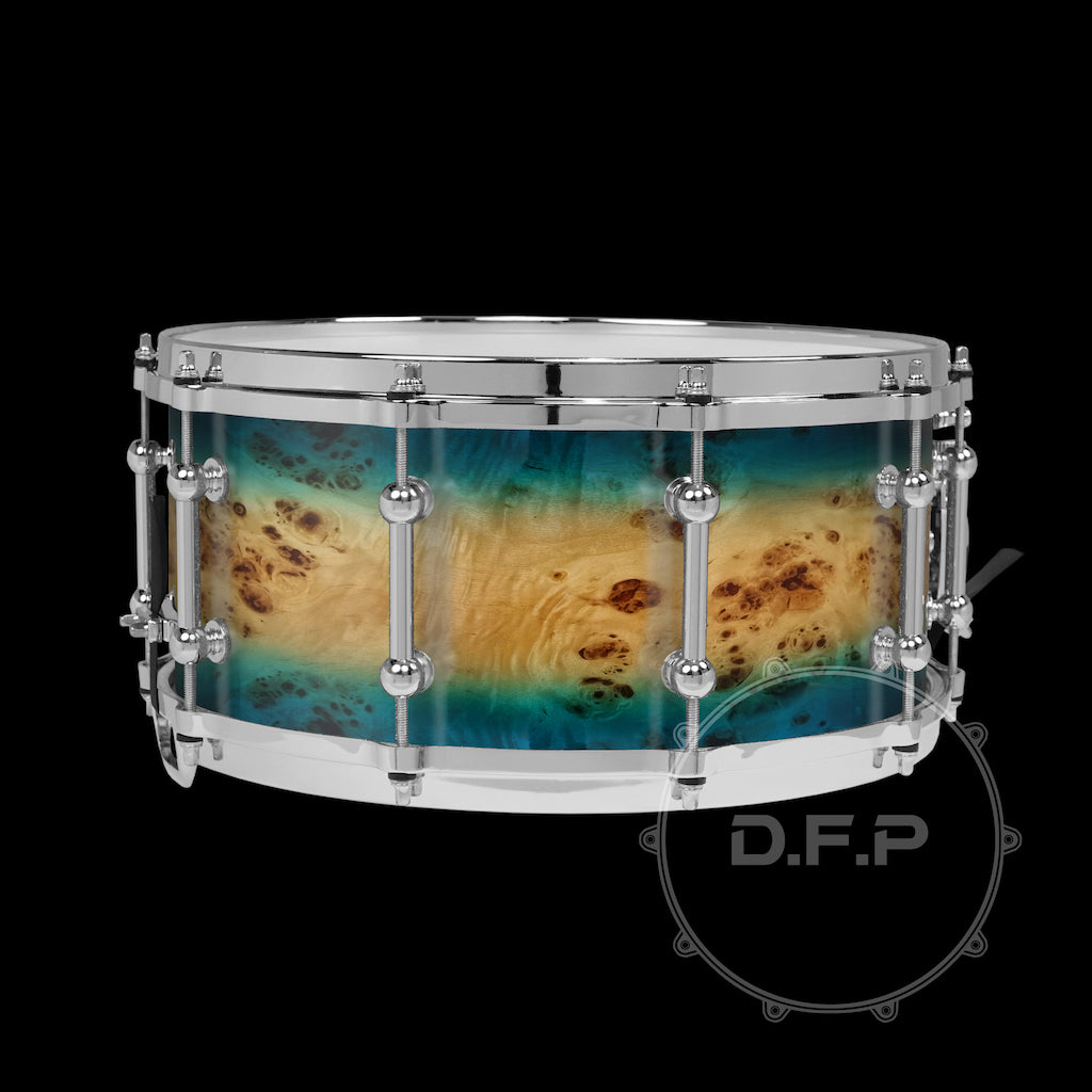 DFP 10Ply Maple Snare Drum Shells Blue Mappa Burl