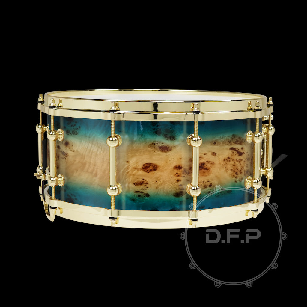 DFP 10Ply Maple Snare Drum Shells Blue Mappa Burl