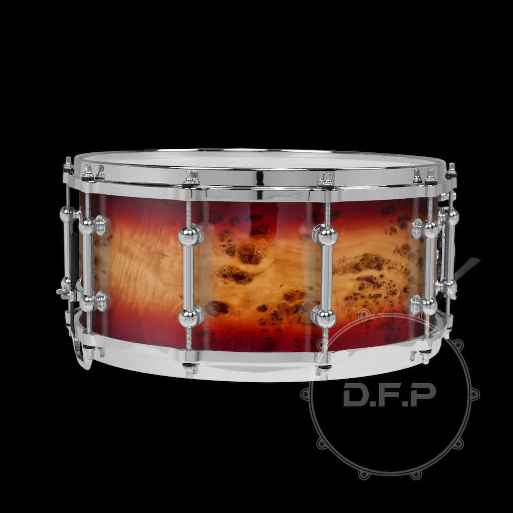 DFP 10Ply Maple Snare Drum Shells Red Mappa Burl