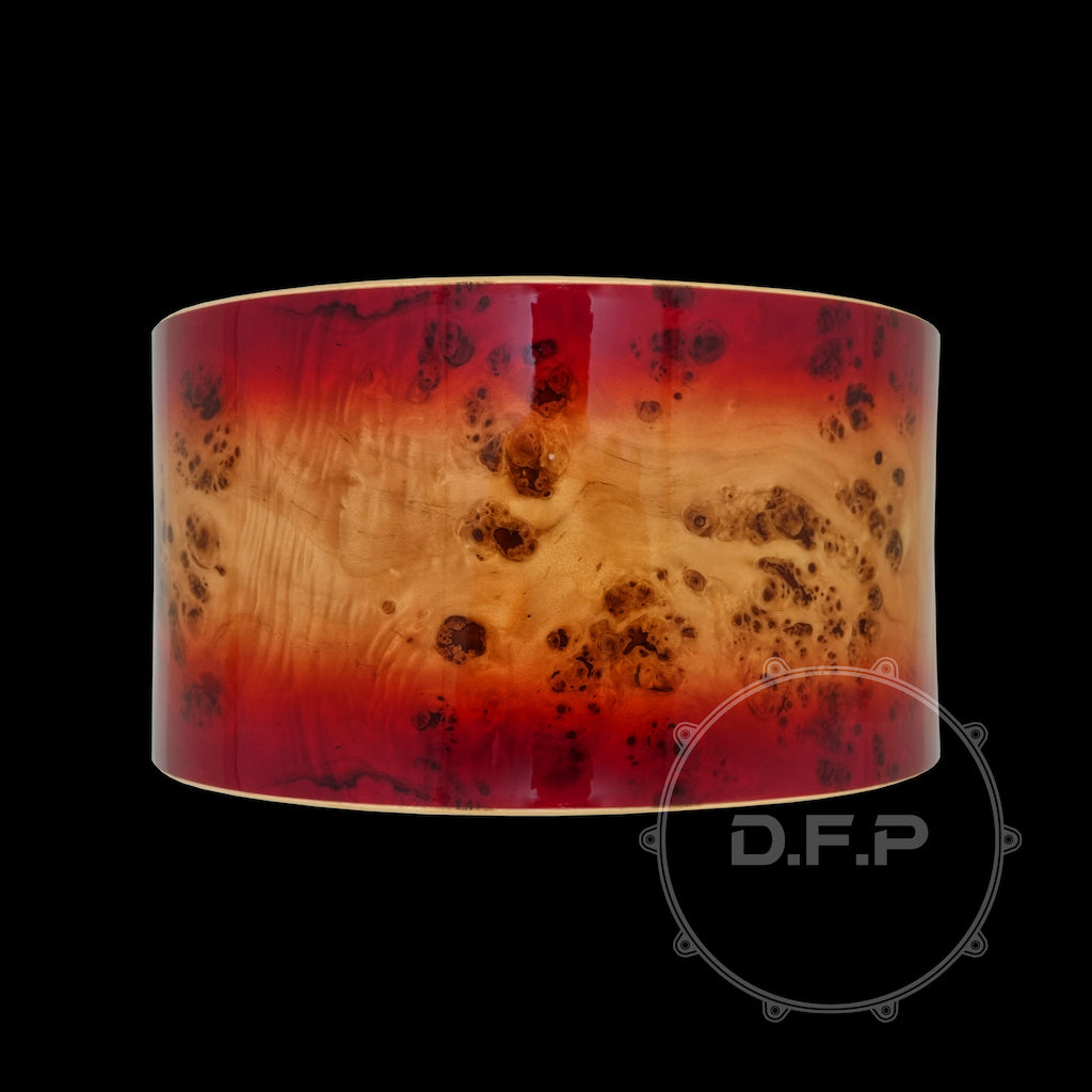 DFP 10Ply Maple Snare Drum Shells Red Mappa Burl