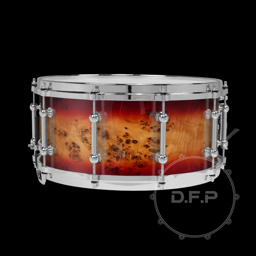 DFP 10Ply Maple Snare Drum Shells Red Mappa Burl