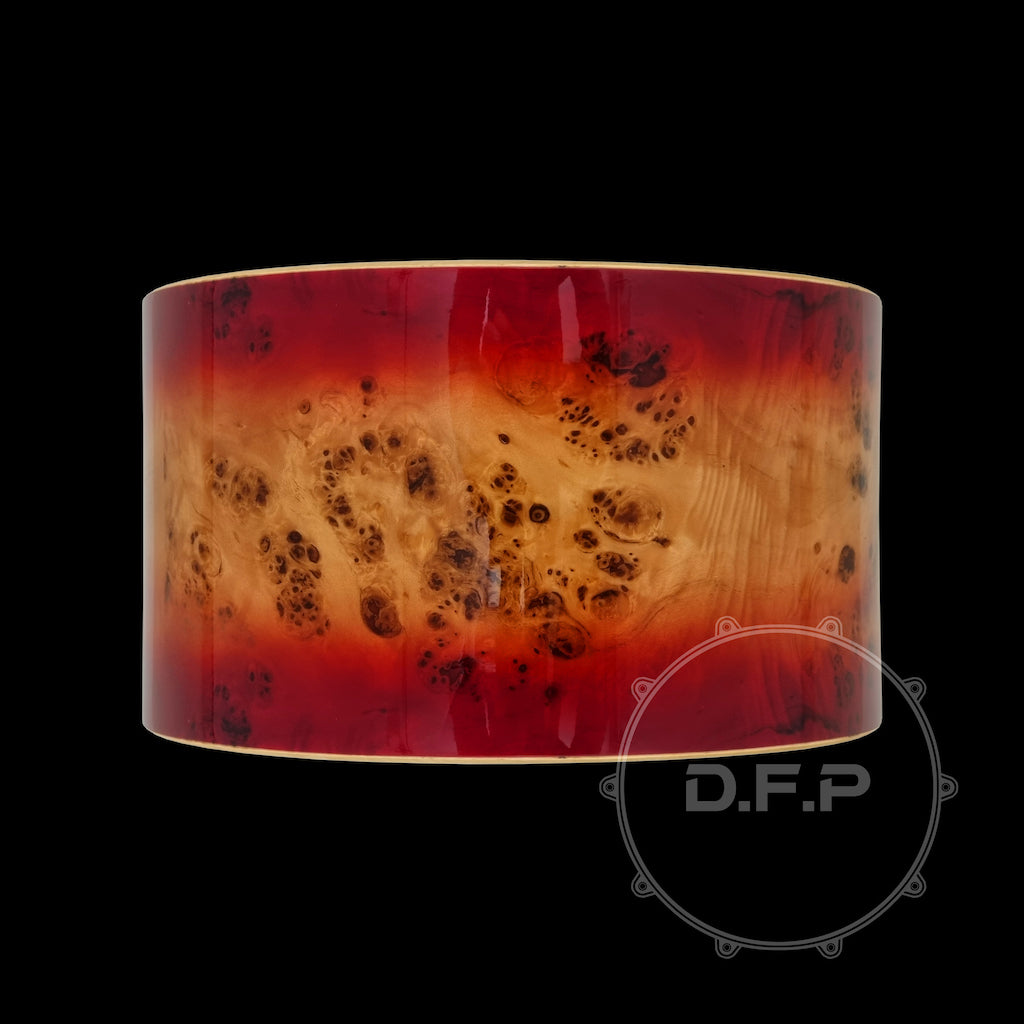 Snare Shells DFP 10Ply Maple Snare Drum Shells Red Mappa Burl