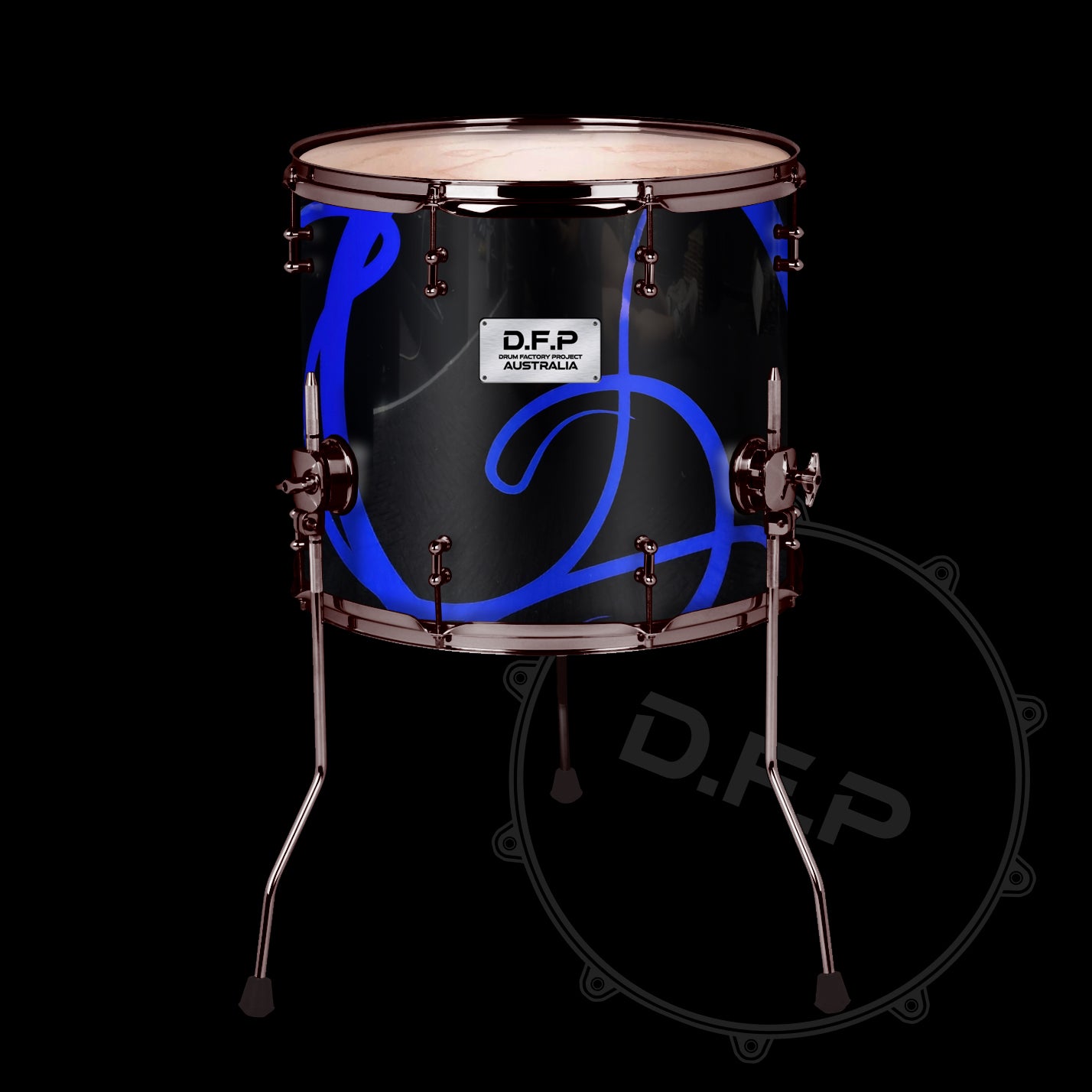 DFP Drum Wrap - Black & Blue Swirls
