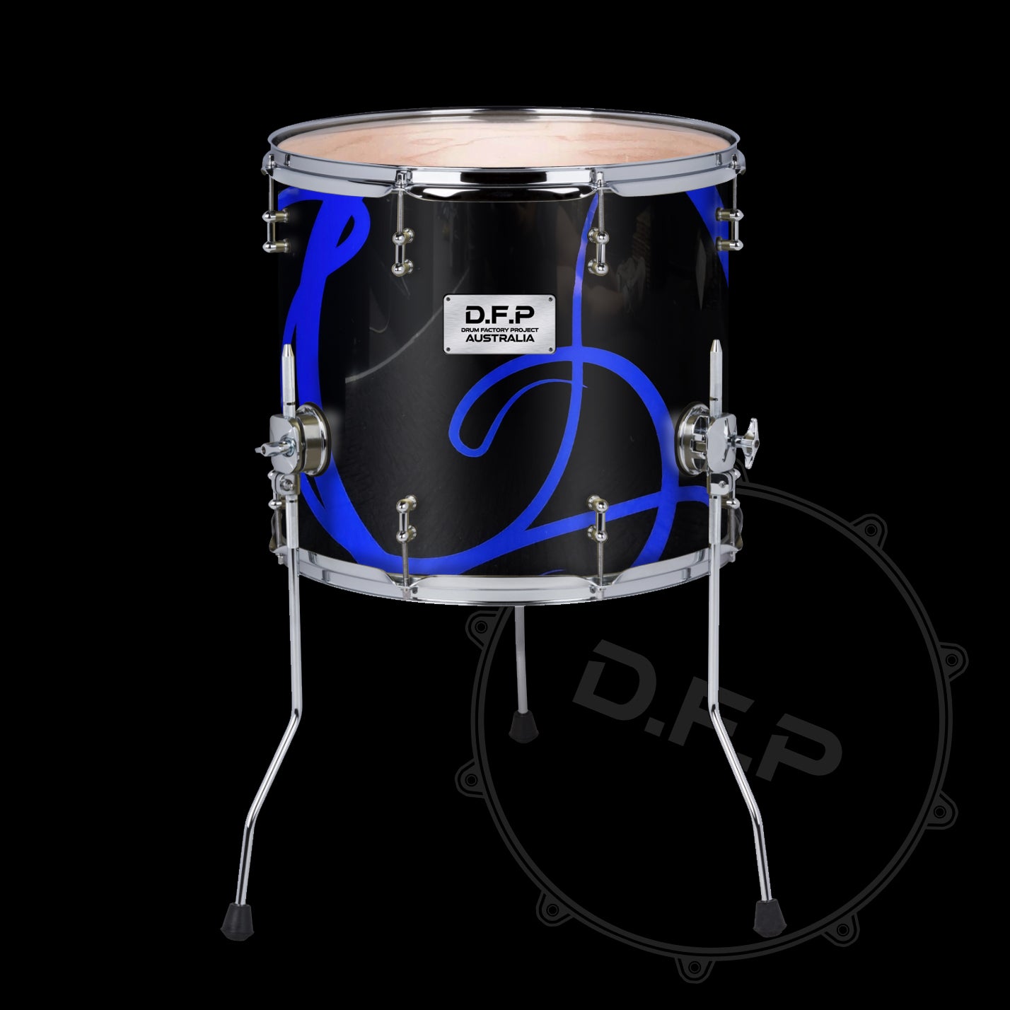 DFP Drum Wrap - Black & Blue Swirls