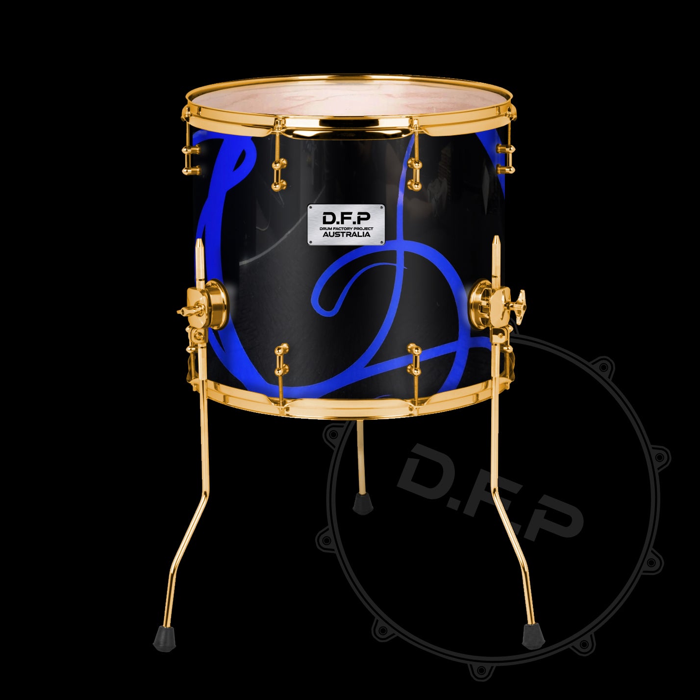 DFP Drum Wrap - Black & Blue Swirls