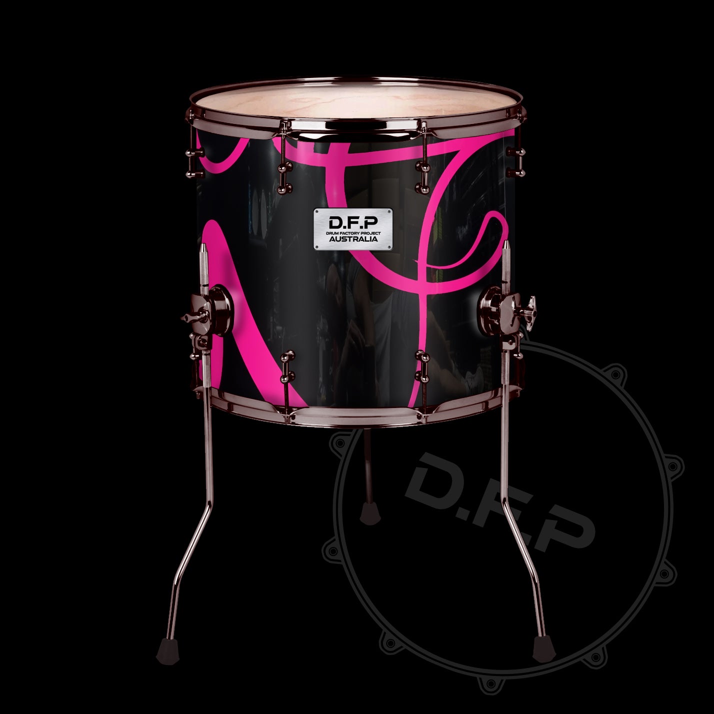 DFP Drum Wrap - Black & Pink Swirls