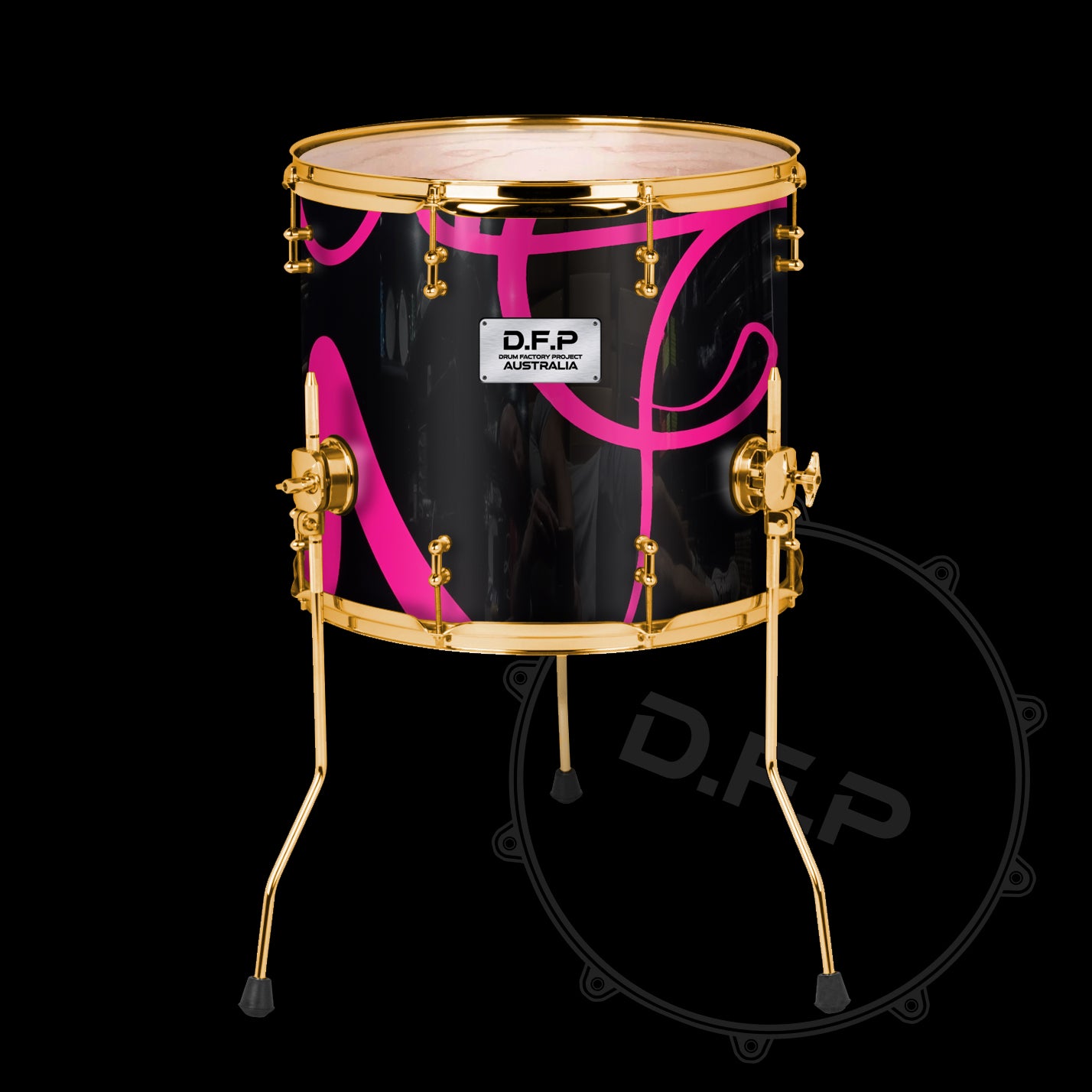 DFP Drum Wrap - Black & Pink Swirls