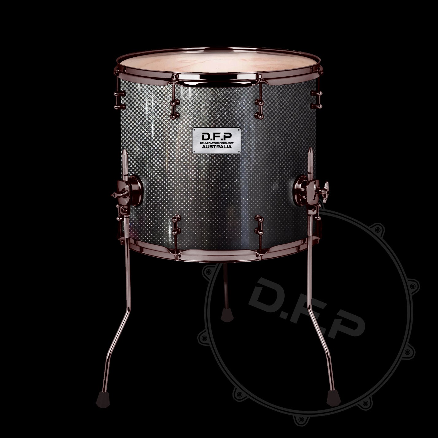 DFP Drum Wrap - Carbon Fibre Silver Black Fade