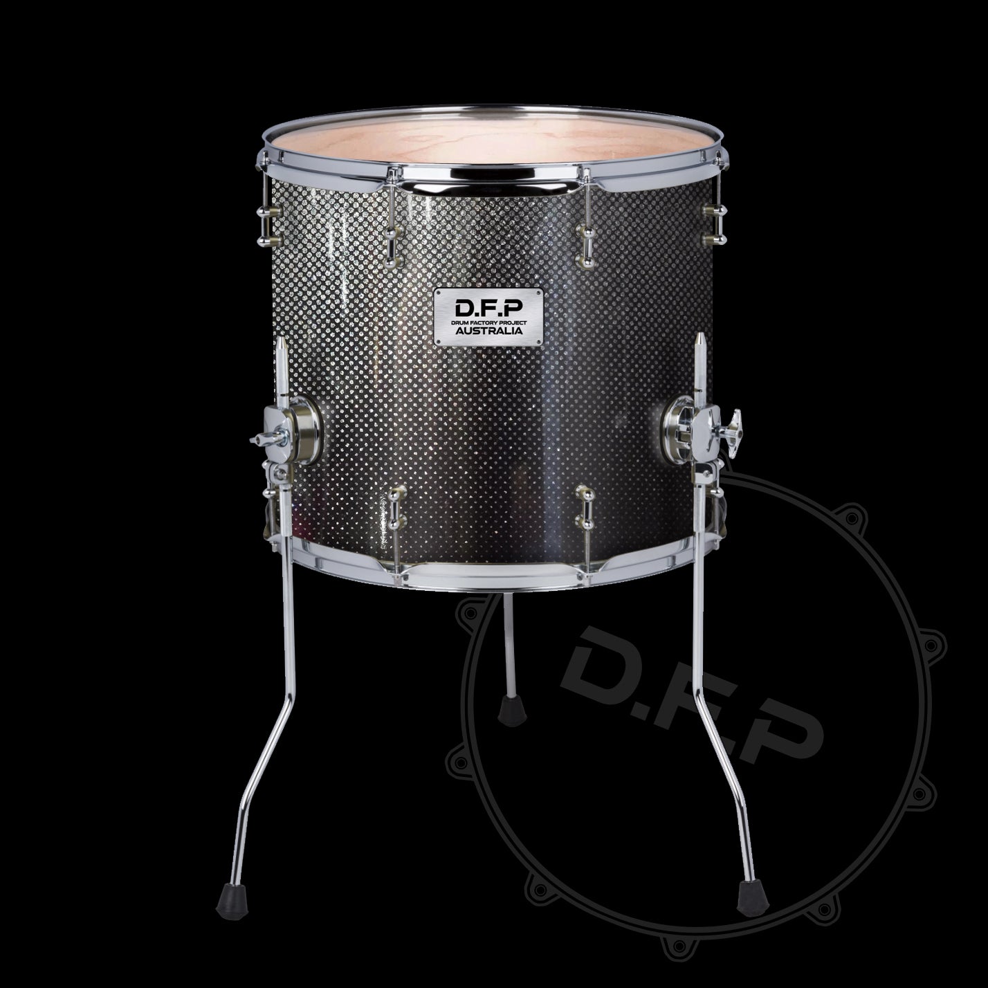 DFP Drum Wrap - Carbon Fibre Silver Black Fade