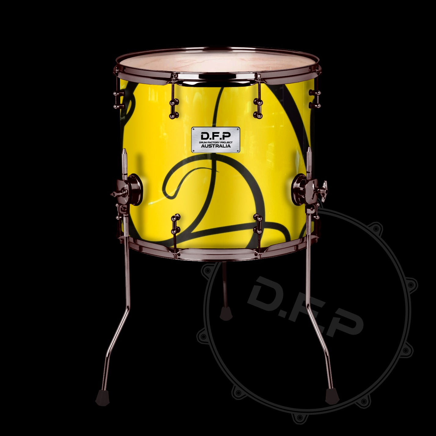 DFP Drum Wrap - Yellow & Black Swirls