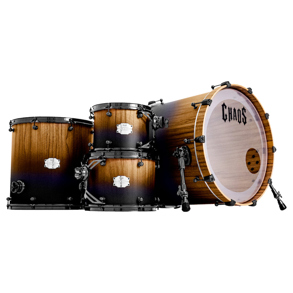 Chaos Elite Custom Drum Kit Maple & Black Limba - Black Fade