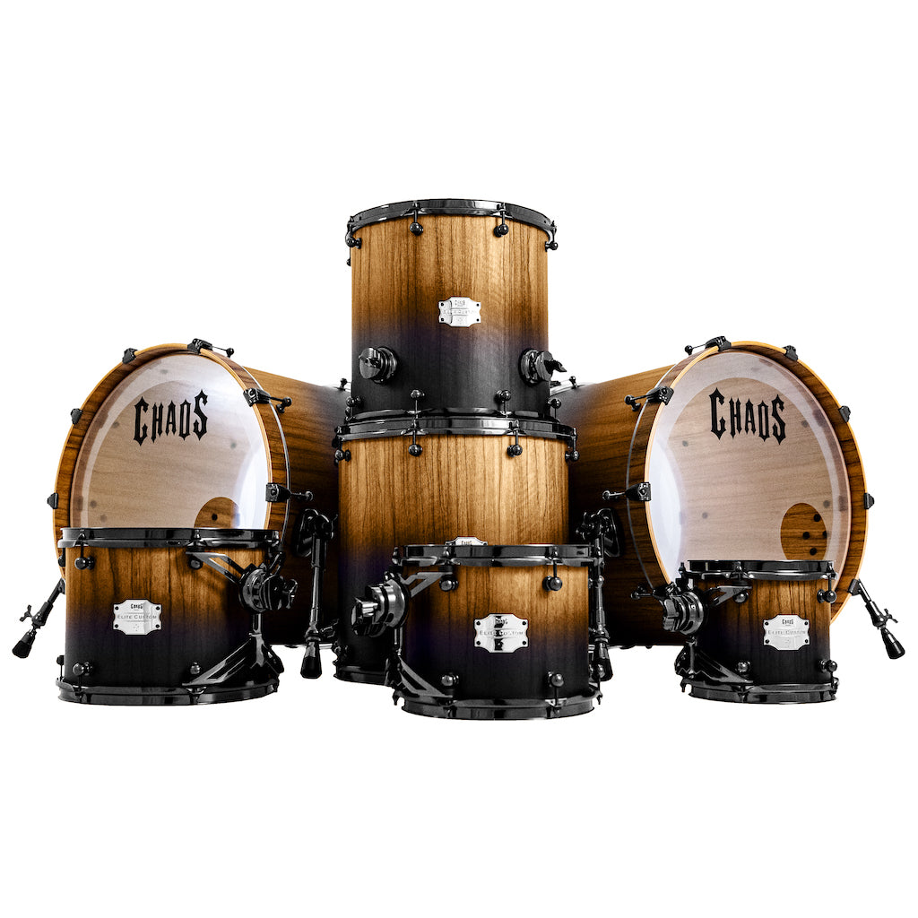 Chaos Elite Custom Drum Kit Maple & Black Limba - Black Fade