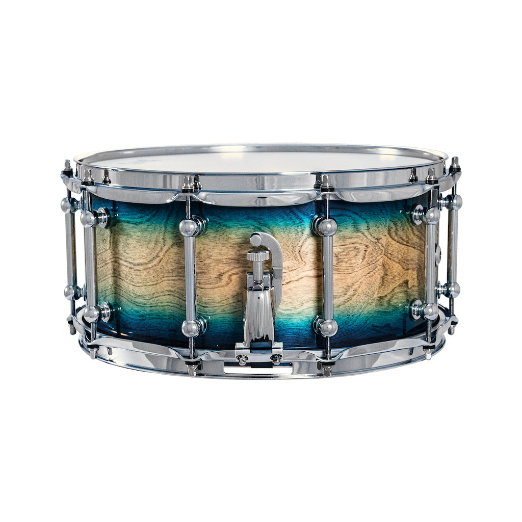 Chaos Elite Custom 14x6.5 Snare Drum Birch & Bubinga - Blue Natural Burst