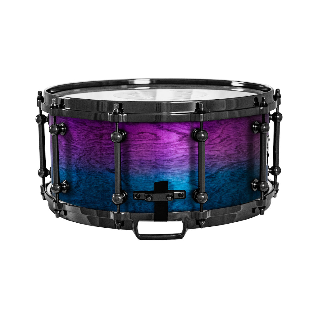 Chaos Elite Custom 14x6.5 Snare Drum Birch & Bubinga - Purple Blue Fade