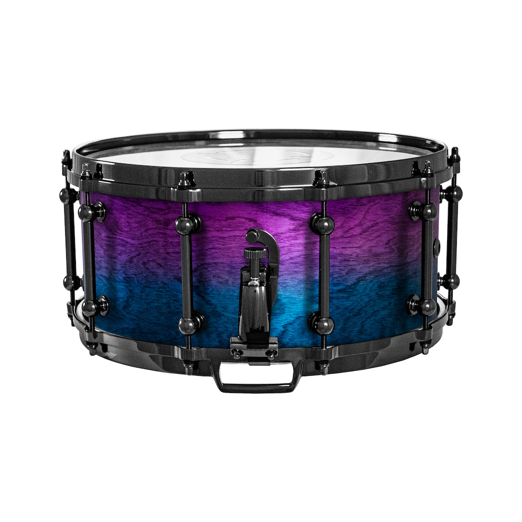 Chaos Elite Custom 14x6.5 Snare Drum Birch & Bubinga - Purple Blue Fade