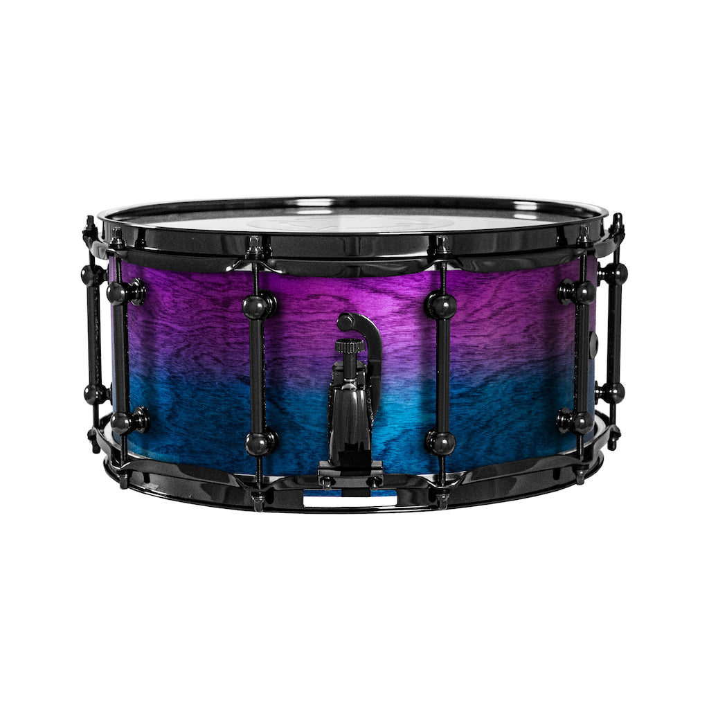 Chaos Elite Custom 14x6.5 Snare Drum Birch & Bubinga - Purple Blue Fade