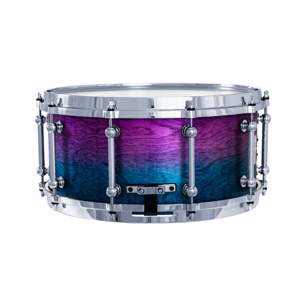 Chaos Elite Custom 14x6.5 Snare Drum Birch & Bubinga - Purple Blue Fade
