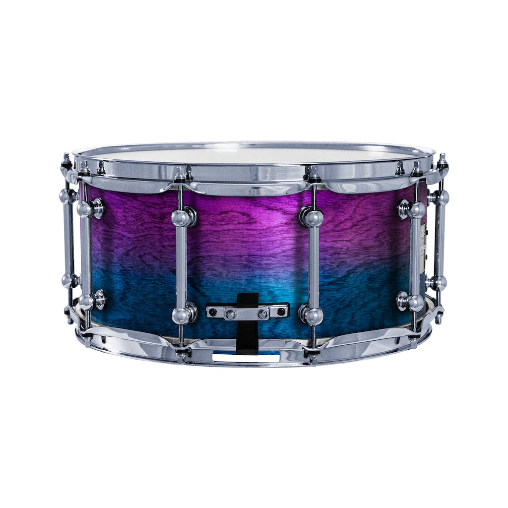 Chaos Elite Custom 14x6.5 Snare Drum Birch & Bubinga - Purple Blue Fade