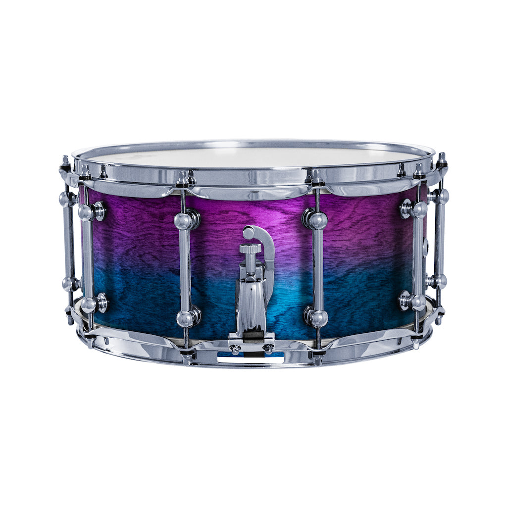 Chaos Elite Custom 14x6.5 Snare Drum Birch & Bubinga - Purple Blue Fade