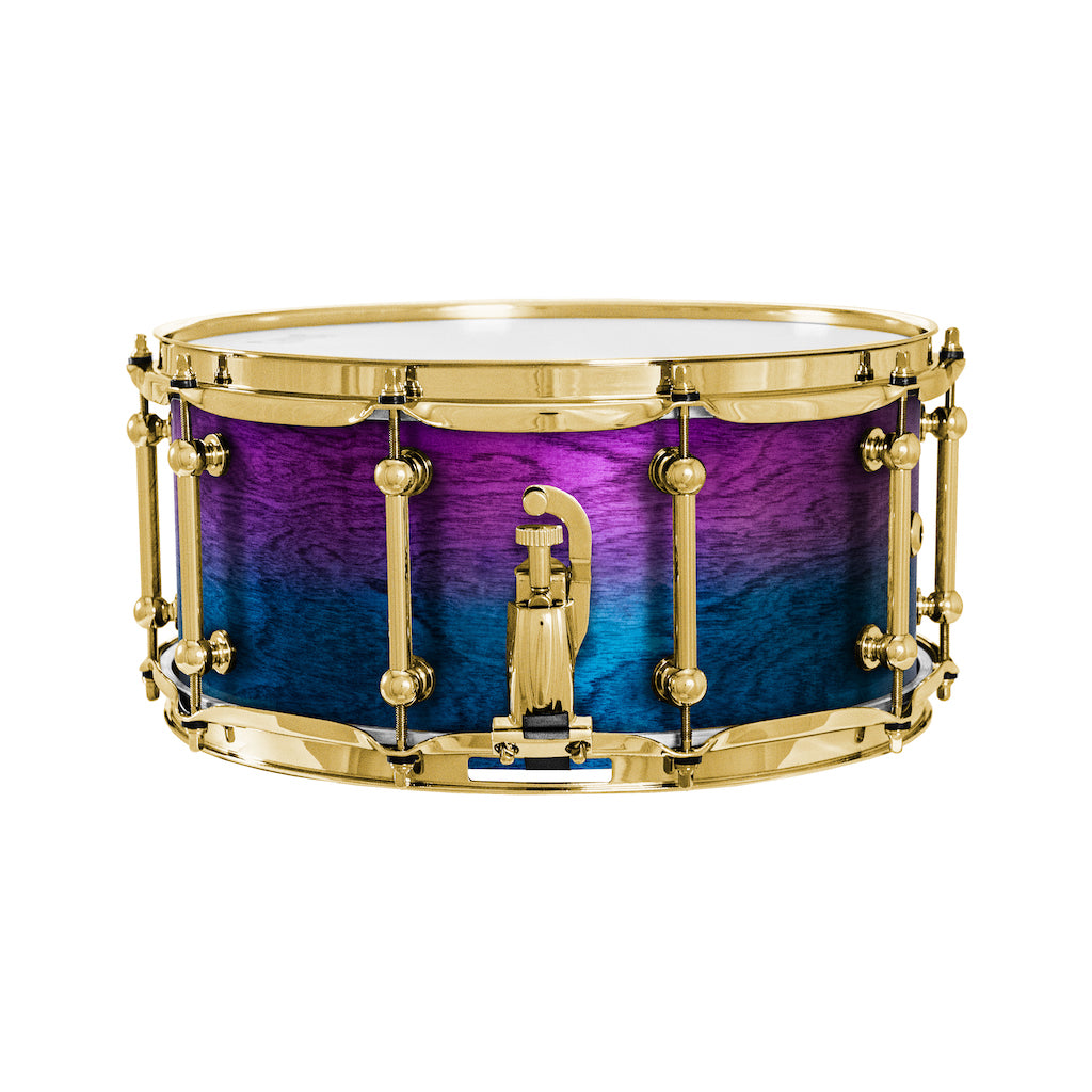 Chaos Elite Custom 14x6.5 Snare Drum Birch & Bubinga - Purple Blue Fade