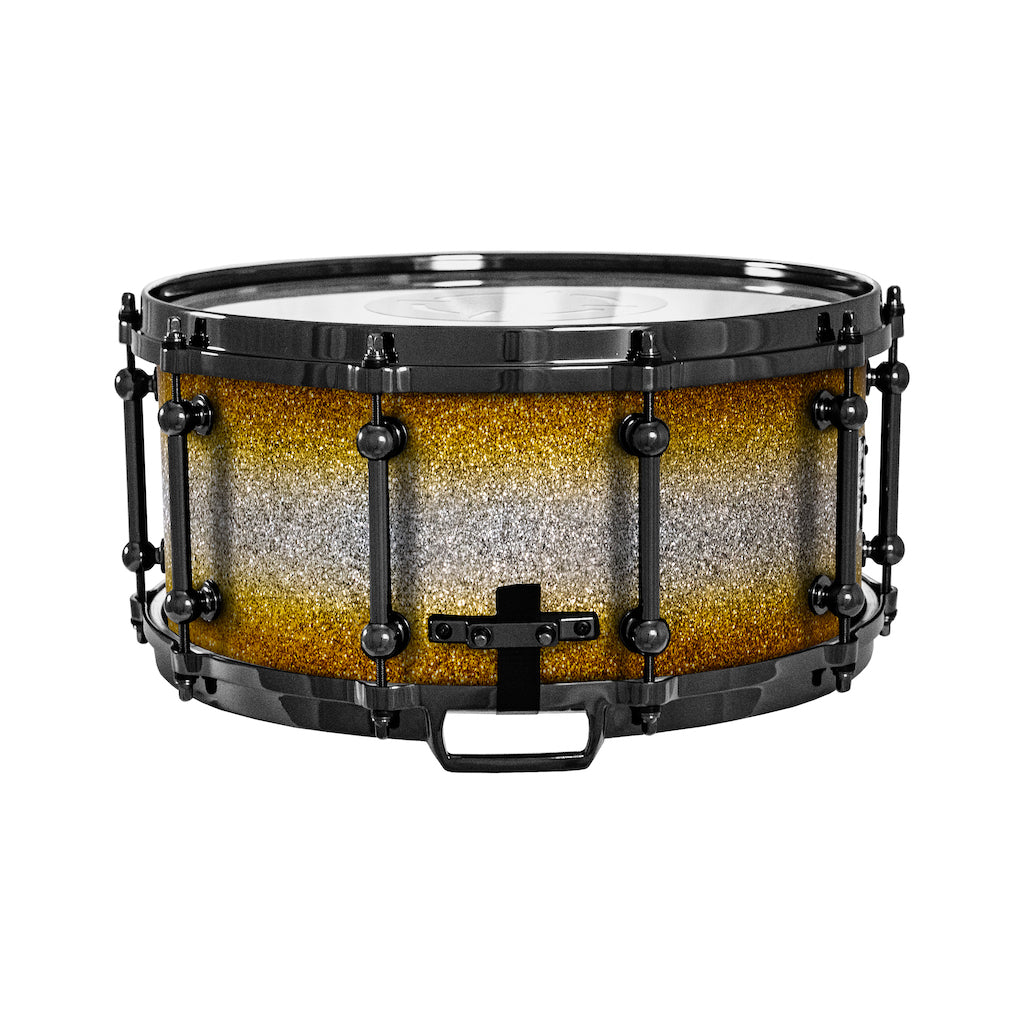 Chaos Elite Custom 14x6.5 Walnut Re-Ring Snare Drum - Gold & Silver Sparkle