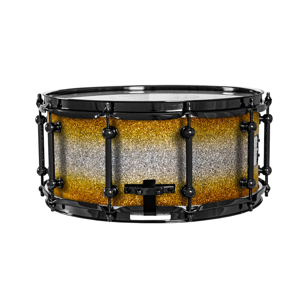 Chaos Elite Custom 14x6.5 Walnut Re-Ring Snare Drum - Gold & Silver Sparkle