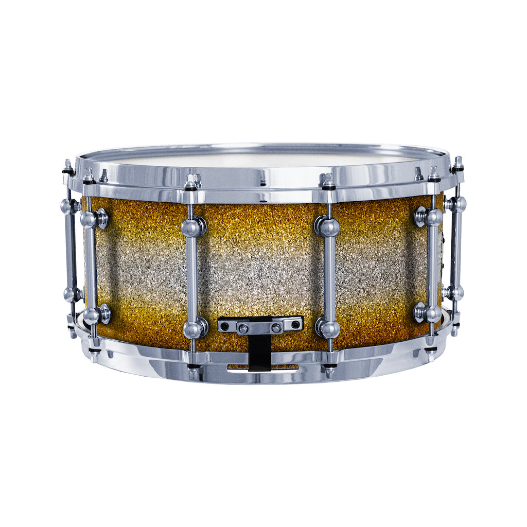 Chaos Elite Custom 14x6.5 Walnut Re-Ring Snare Drum - Gold & Silver Sparkle