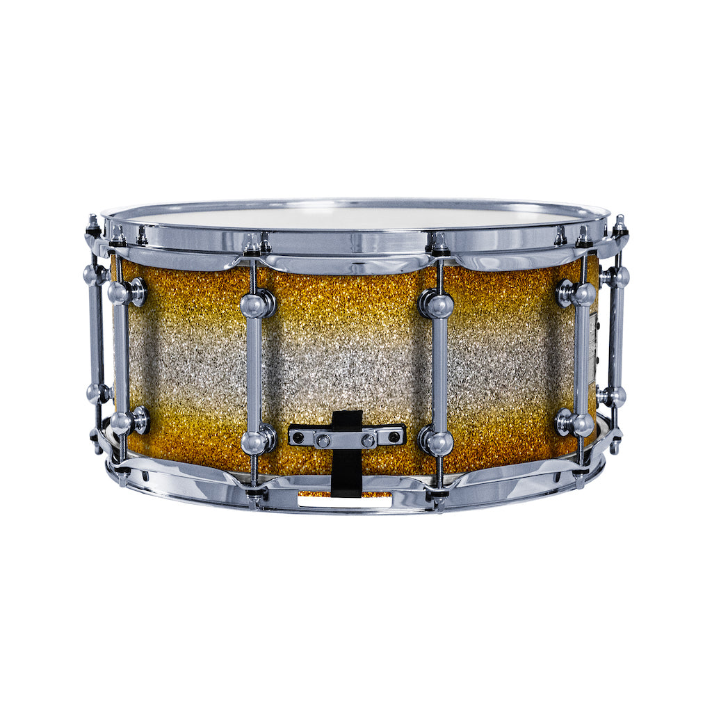 Chaos Elite Custom 14x6.5 Walnut Re-Ring Snare Drum - Gold & Silver Sparkle